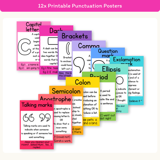 Punctuation Posters - Bright Theme - Miss Jacobs Little Learners