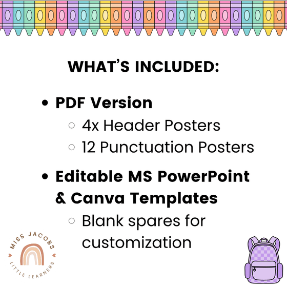 Punctuation Posters - Cutesy Classroom Decor - Miss Jacobs Little Learners
