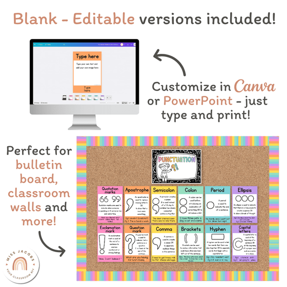 Punctuation Posters - Cutesy Classroom Decor - Miss Jacobs Little Learners