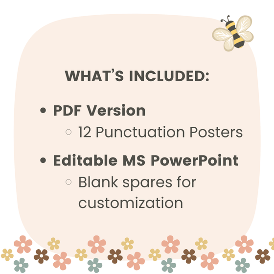 Punctuation Posters | Daisy Gingham Neutrals English Classroom Decor - Miss Jacobs Little Learners