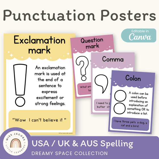 Punctuation Posters - Dreamy Space Theme - Miss Jacobs Little Learners