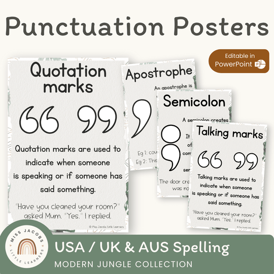 Punctuation Posters - Modern Jungle Classroom Decor