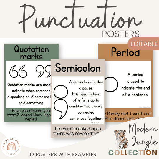 Punctuation Posters - Modern Jungle Earthy Decor