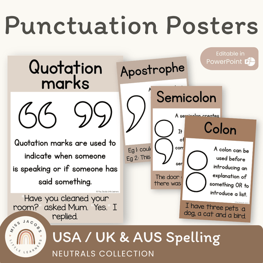 Punctuation Posters | Ombre Neutral English Classroom Decor