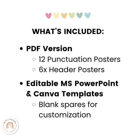 Punctuation Posters - Pastel Classroom Theme - Miss Jacobs Little Learners