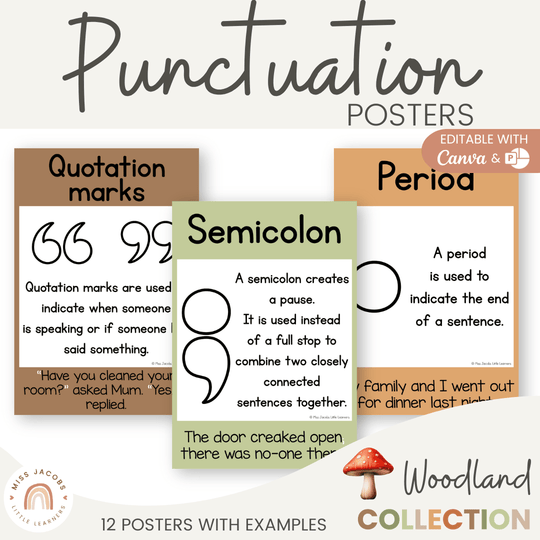 Punctuation Posters - Woodland Theme Classroom Decor