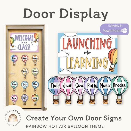 Rainbow Hot Air Balloon Door Display Classroom Decor