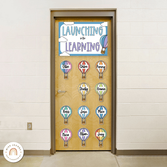 Rainbow Hot Air Balloon Door Display Classroom Decor - Miss Jacobs Little Learners