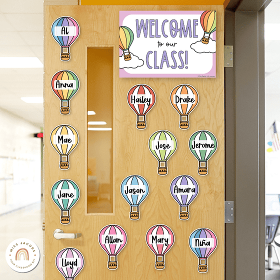 Rainbow Hot Air Balloon Door Display Classroom Decor - Miss Jacobs Little Learners