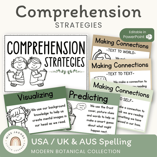 Reading Comprehension Strategies - Modern Botanical Theme