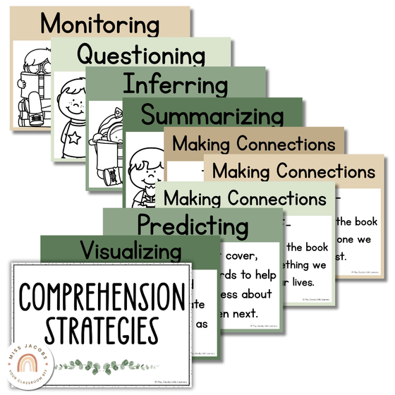 Reading Comprehension Strategies - Modern Botanical Theme - Miss Jacobs Little Learners