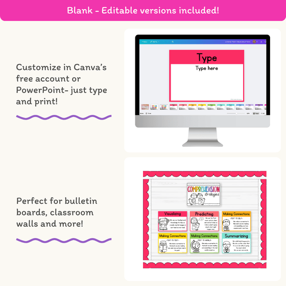 Reading Comprehension Strategies Posters - Bright Theme - Miss Jacobs Little Learners