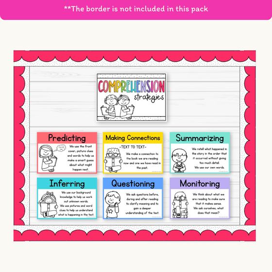 Reading Comprehension Strategies Posters - Bright Theme - Miss Jacobs Little Learners