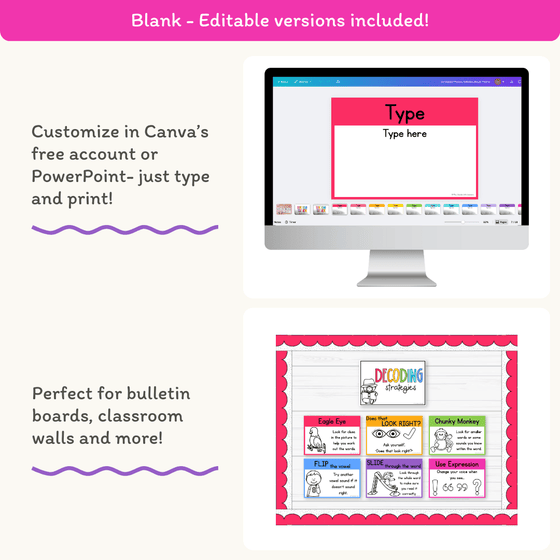 Reading Decoding Strategies Posters - Bright Theme - Miss Jacobs Little Learners
