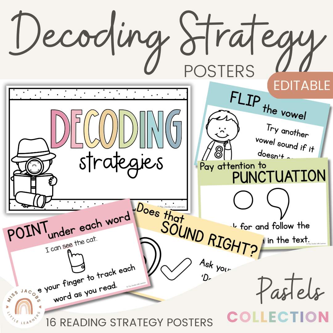 Posters On Decoding Reading Decoding Strategies Posters - Pastel Theme - Miss Jacobs ...