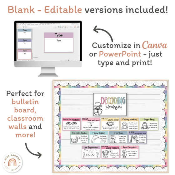Reading Decoding Strategies Posters - Pastel Theme - Miss Jacobs Little Learners