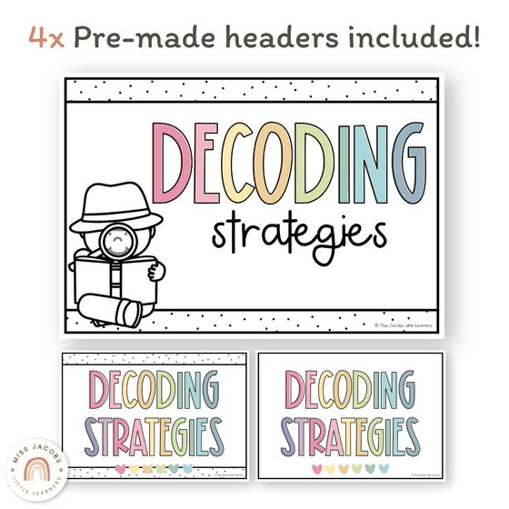 Reading Decoding Strategies Posters - Pastel Theme - Miss Jacobs Little Learners