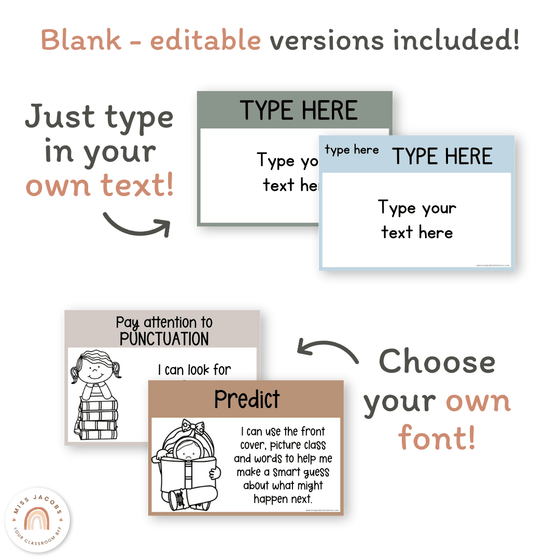 Reading Goals Posters | Neutral Toned Classroom Decor - Miss Jacobs Little Learners