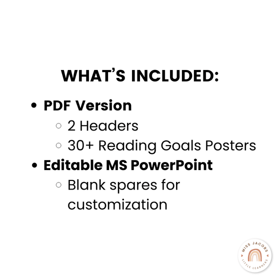 Reading Goals Posters | Neutral Toned Classroom Decor - Miss Jacobs Little Learners