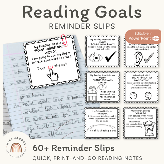 Reading Goals - Reminder Slips - Miss Jacobs Little Learners