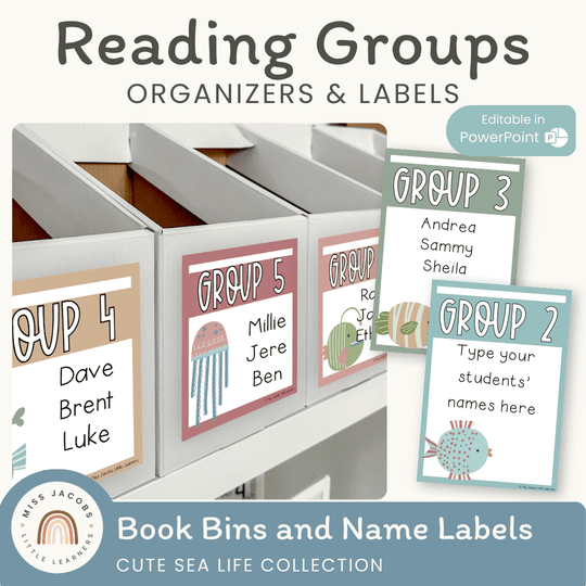 Reading Group Organizers & Labels - Cute Sea Life Decor
