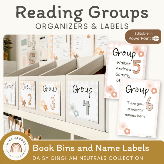 Reading Group Organizers & Labels - Daisy Gingham Neutrals Decor