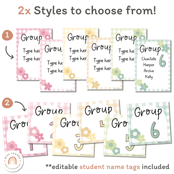 Reading Group Organizers & Labels | Daisy Gingham Pastels Classroom Decor | Editable - Miss Jacobs Little Learners