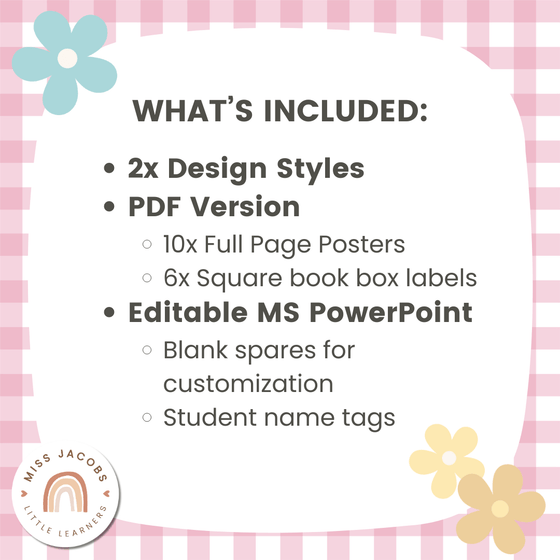 Reading Group Organizers & Labels | Daisy Gingham Pastels Classroom Decor | Editable - Miss Jacobs Little Learners