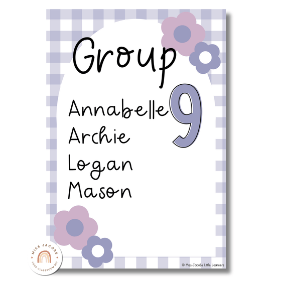 Reading Group Organizers & Labels | Daisy Gingham Pastels Classroom Decor | Editable - Miss Jacobs Little Learners