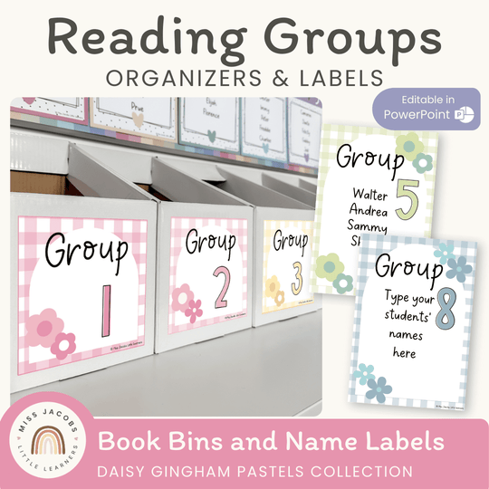 Reading Group Organizers & Labels - Daisy Gingham Pastels Decor