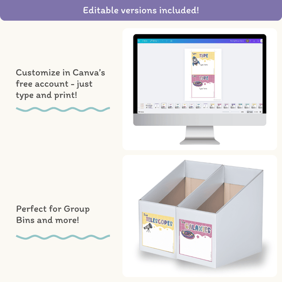 Reading Group Organizers & Labels - Dreamy Space Classroom Decor - Miss Jacobs Little Learners