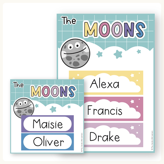 Reading Group Organizers & Labels - Dreamy Space Classroom Decor - Miss Jacobs Little Learners