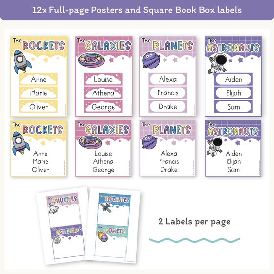 Reading Group Organizers & Labels - Dreamy Space Classroom Decor - Miss Jacobs Little Learners