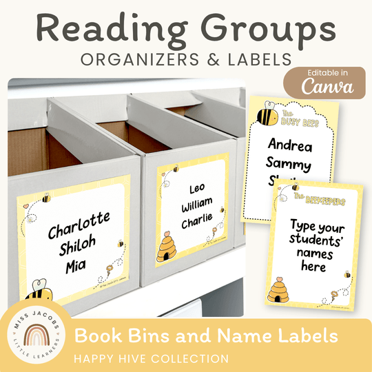 Reading Group Organizers & Labels - Happy Hive Classroom Decor