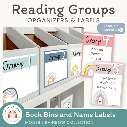 Reading Group Organizers & Labels - Rainbow Calm Colors Decor