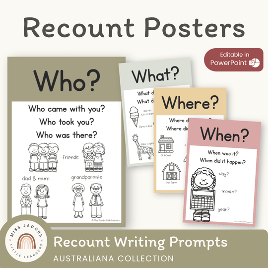 Recount Posters - Australiana Classroom Decor