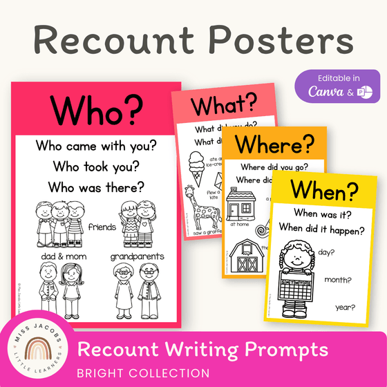Recount Posters - Bright Theme - Miss Jacobs Little Learners