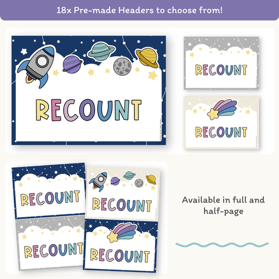 Recount Posters - Dreamy Space Theme - Miss Jacobs Little Learners