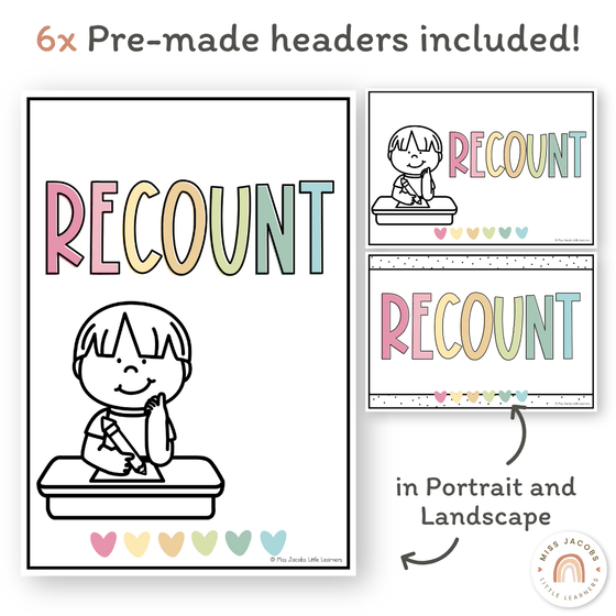 Recount Posters - Pastel Classroom Theme - Miss Jacobs Little Learners