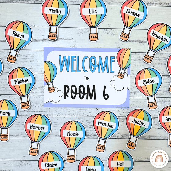 Retro Hot Air Balloon Door Display Classroom Decor - Miss Jacobs Little Learners