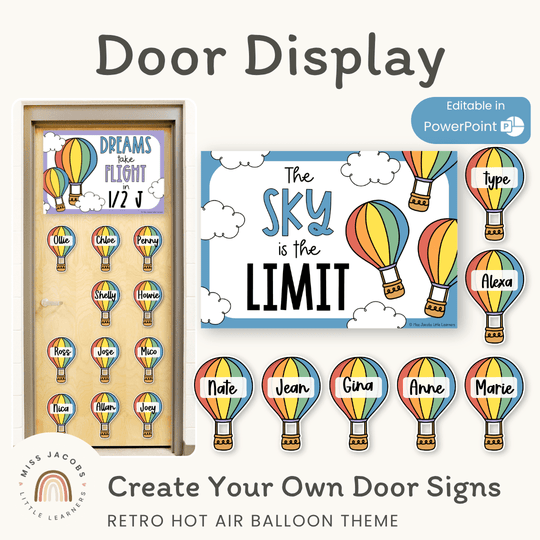 Retro Hot Air Balloon Door Display Classroom Decor