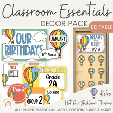  Retro Hot Air Balloon Theme Classroom Essentials Decor Pack - Miss Jacobs Little Learners