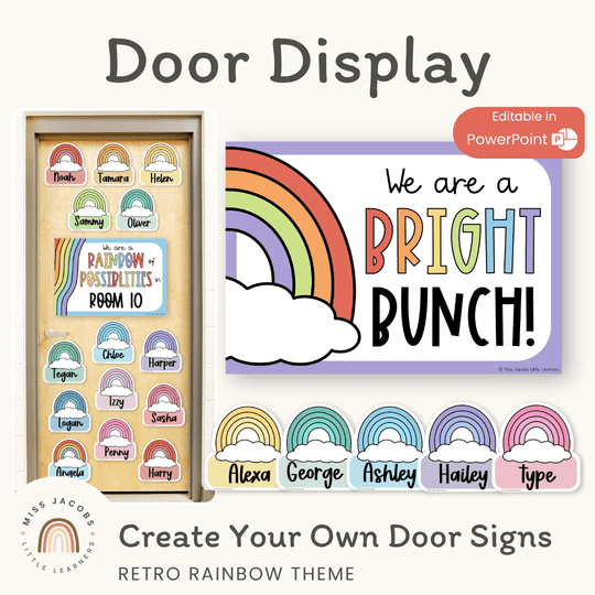 Retro Rainbow Door Display Classroom Decor
