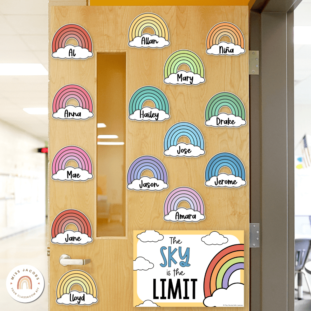 Retro Rainbow Door Display Classroom Decor - Miss Jacobs