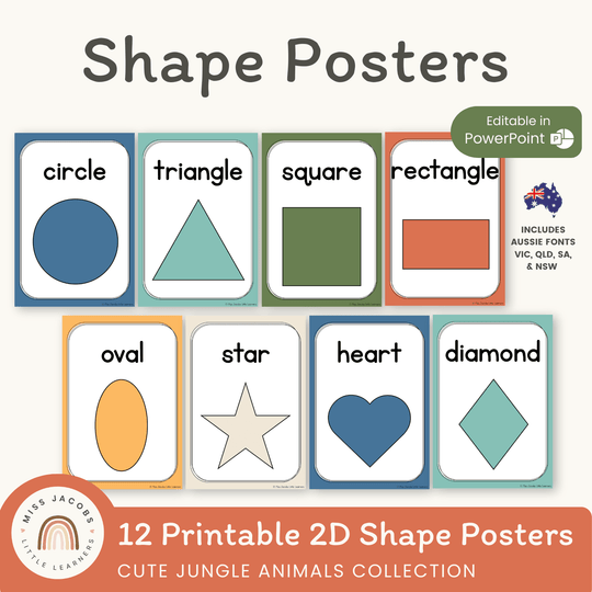 Shape Posters - Cute Jungle Animals Decor