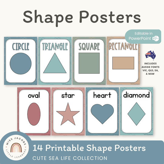 Shape Posters - Cute Sea Life Classroom Decor