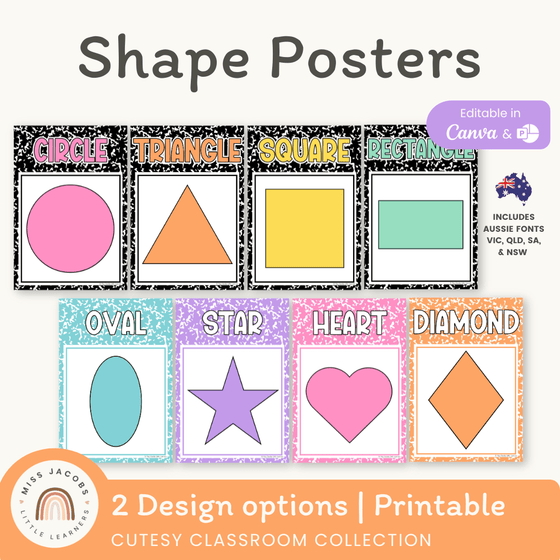 Shape Posters - Cutesy Classroom Decor - Miss Jacobs Little Learners