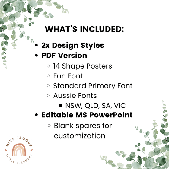 Shape Posters - Modern Botanical Classroom Decor - Miss Jacobs Little Learners