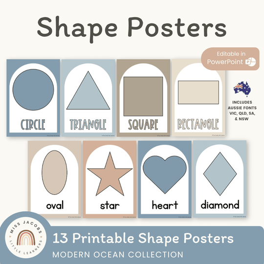 Shape Posters - Modern Ocean Classroom Decor