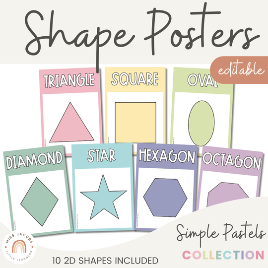 Shape Posters - Pastel Theme Classroom Decor